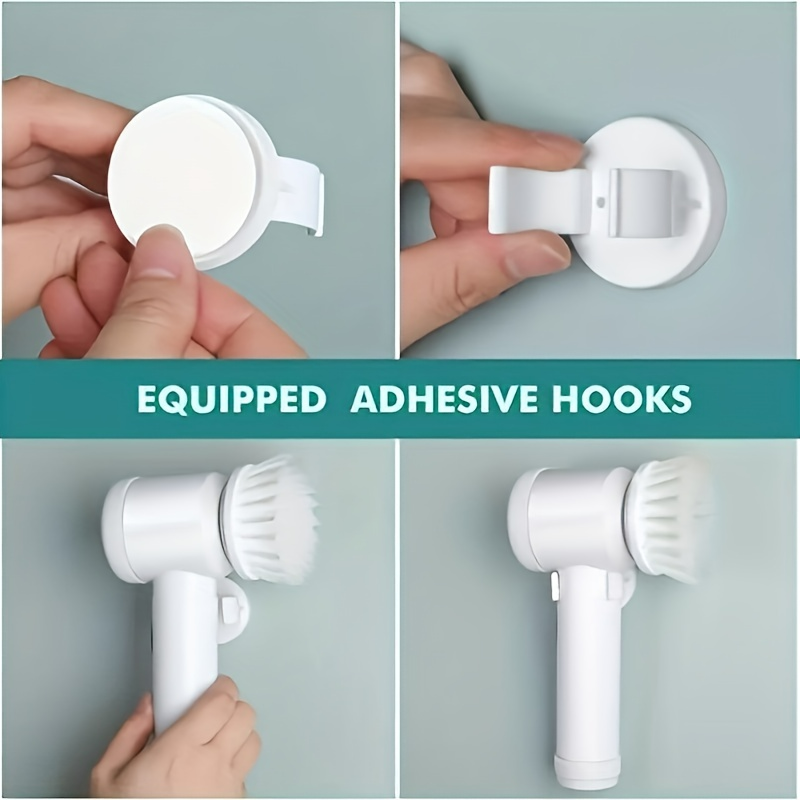 Rechargeable electric spin cleaning brush in white